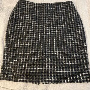 Karl Lagerfeld Black and White Tweed Pencil Skirt